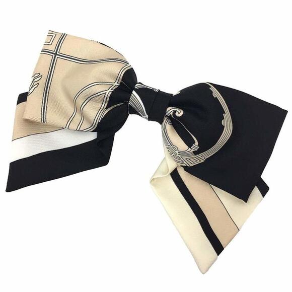HERMES Ribbon Barrette EX-LIBRIS Grenelle 231022G Silk Hair Clip - Picture 1 of 3